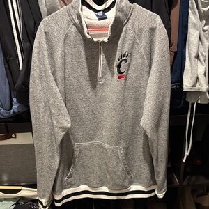Gray Quarter-Zip Pullover with Bear Paw Logo